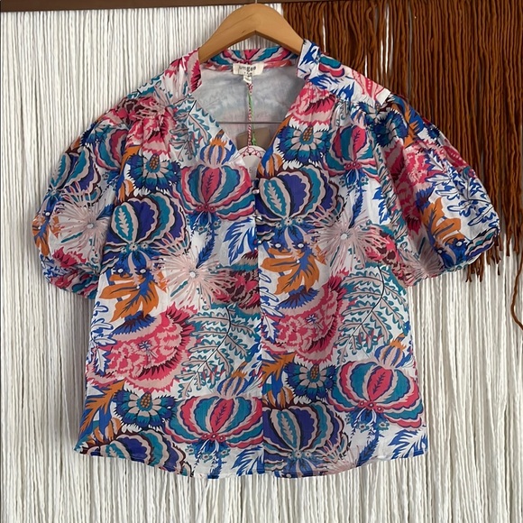 NWT Umgee Women's Colorful Big Sleeve Blouse Top M - Picture 3 of 8